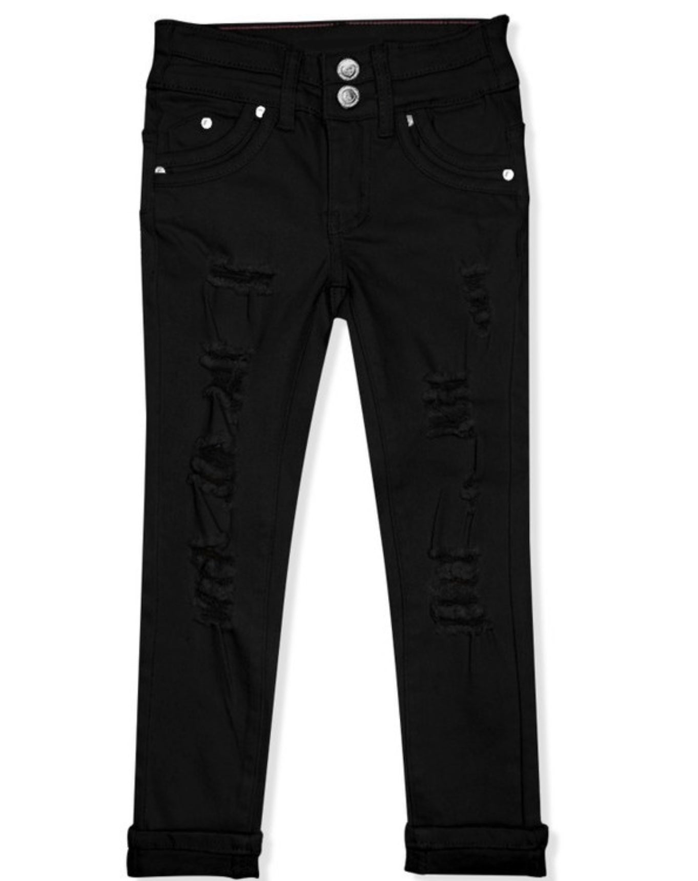 Distressed Black Denim - Tween