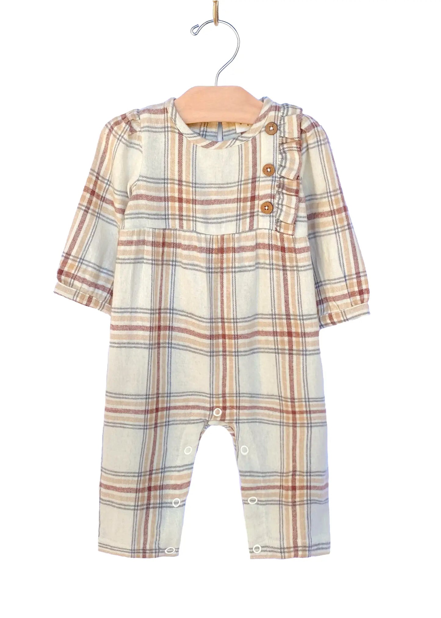 Hunter Flannel Button Romper
