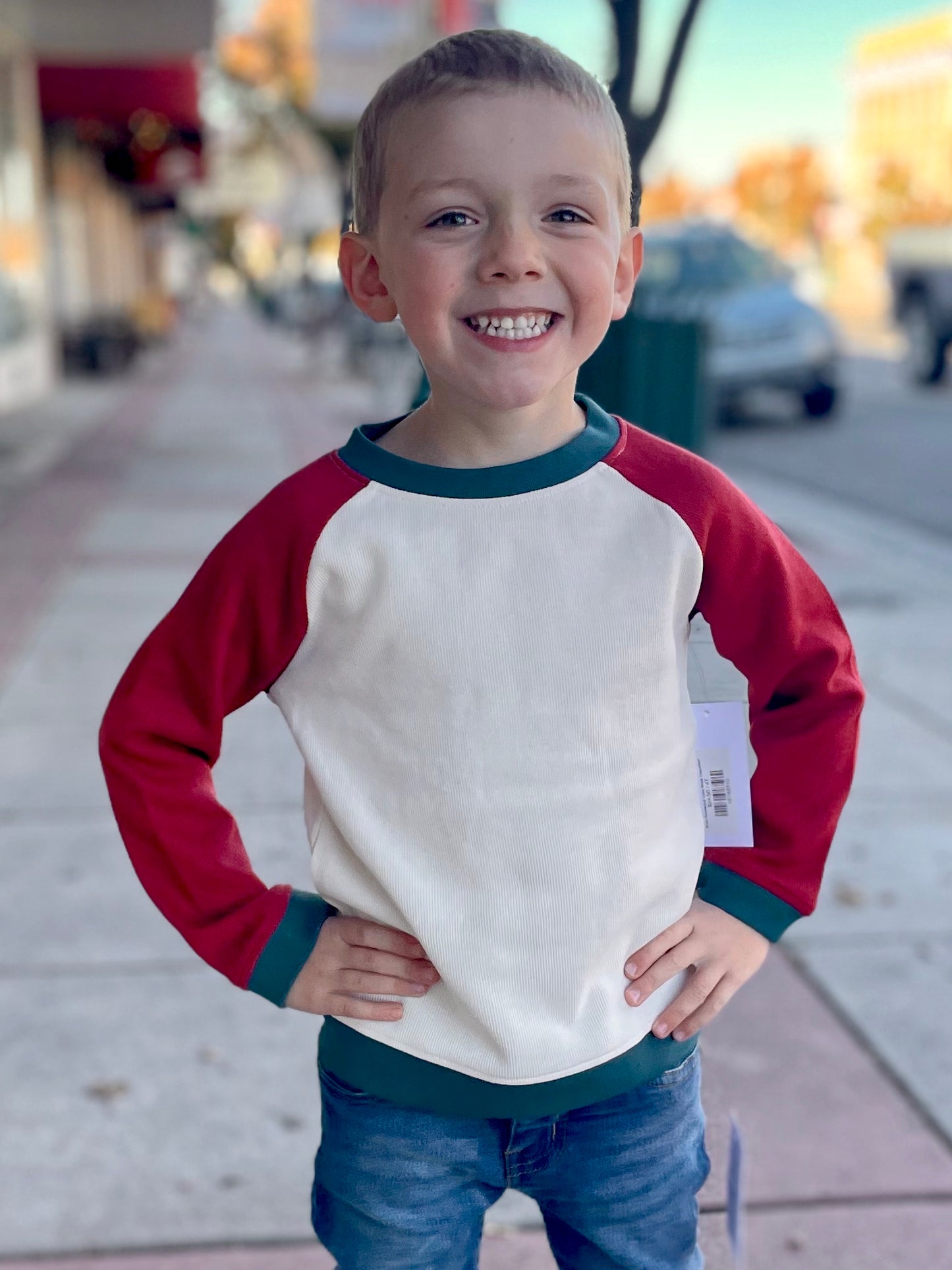 Boys Rosewood Color Block Sweatshirt