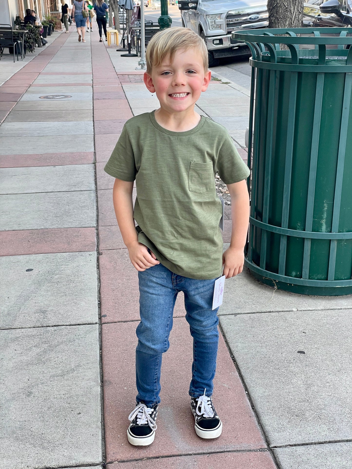 Boys Pocket Tee -Olive
