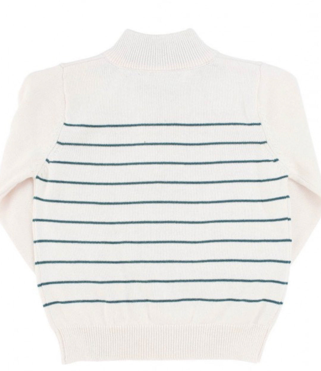Boys Ivory/ Twilight Stripe Quarter Zip Sweater