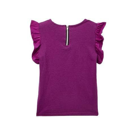 Fuchsia flutter sleeve girls top