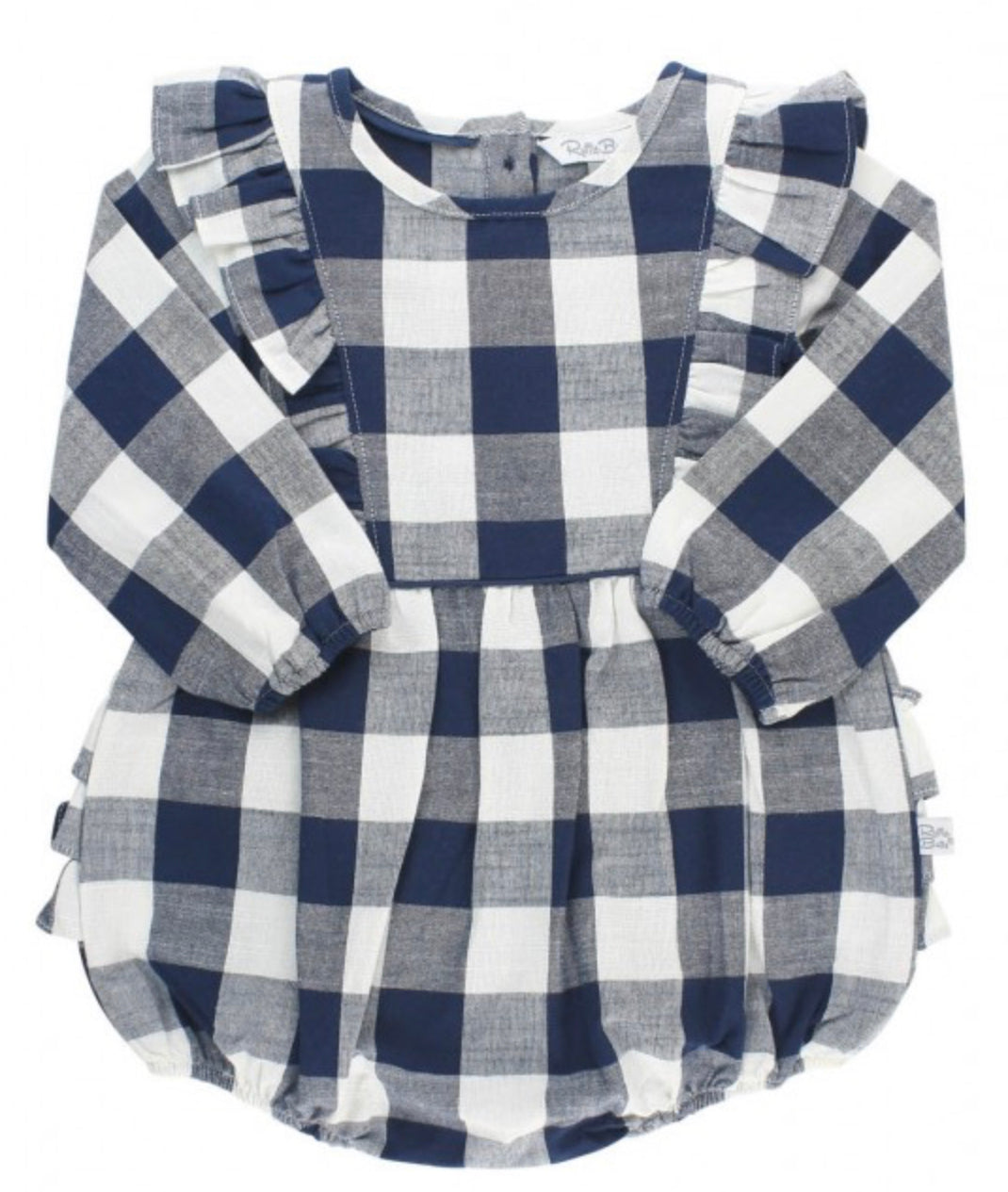 Navy Plaid Waterfall Bubble Romper