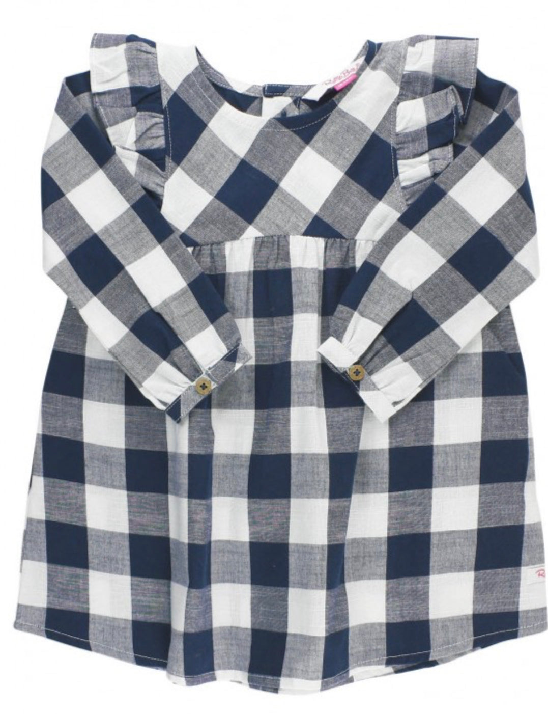 Navy Plaid Button Back Dress