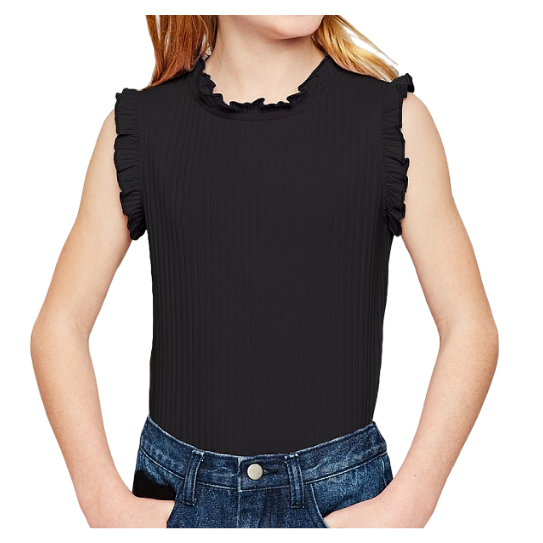 Tween, ruffle high neck tank top.