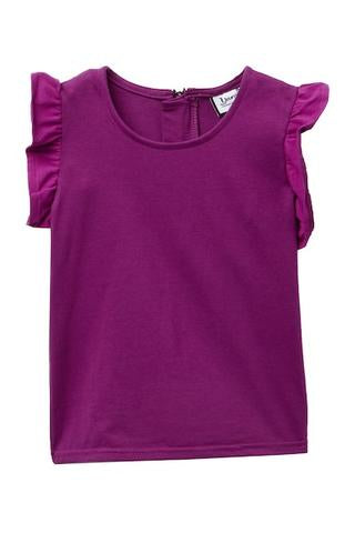 Fuchsia flutter sleeve girls top