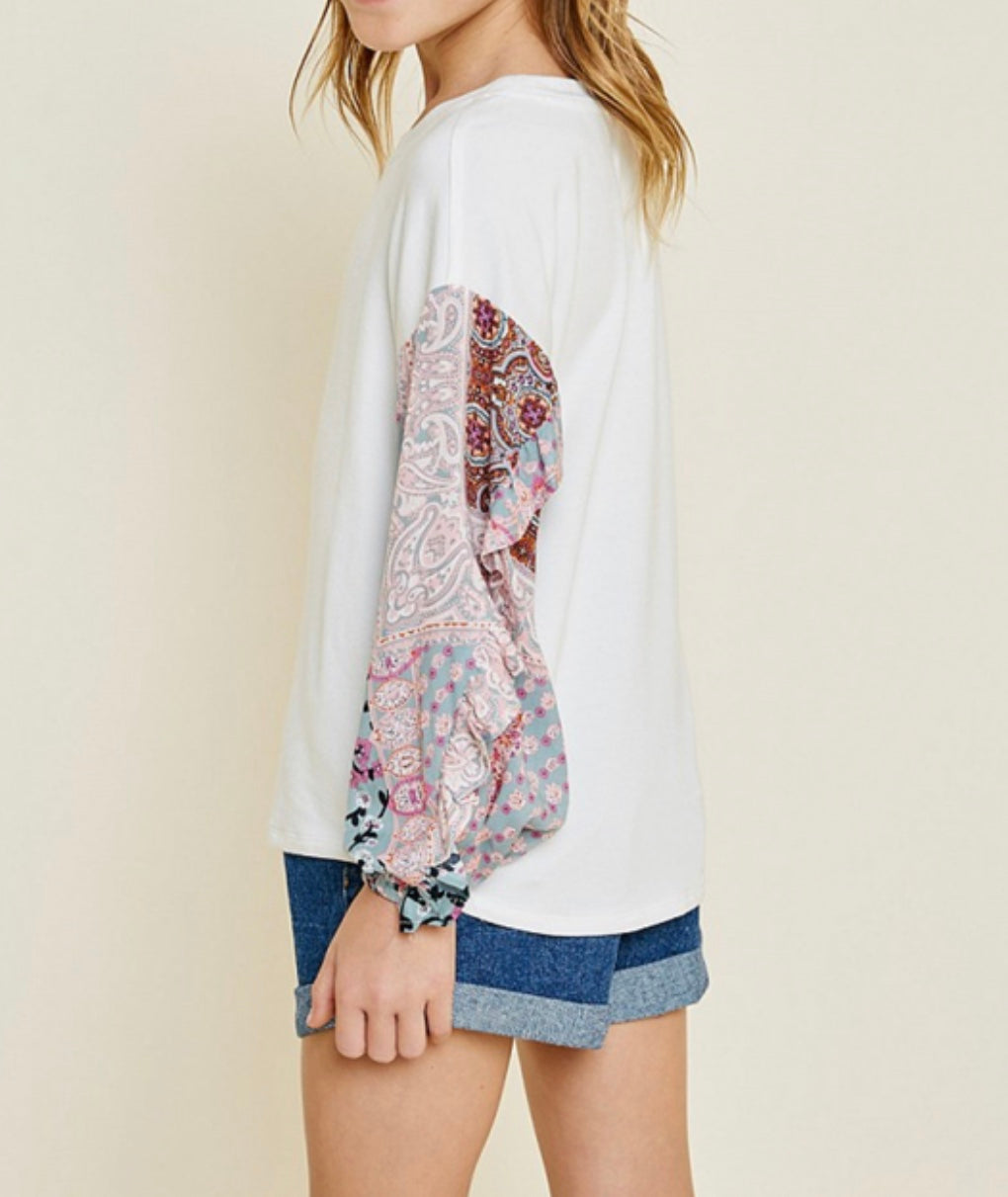 Raven Ruffle Sleeve Top