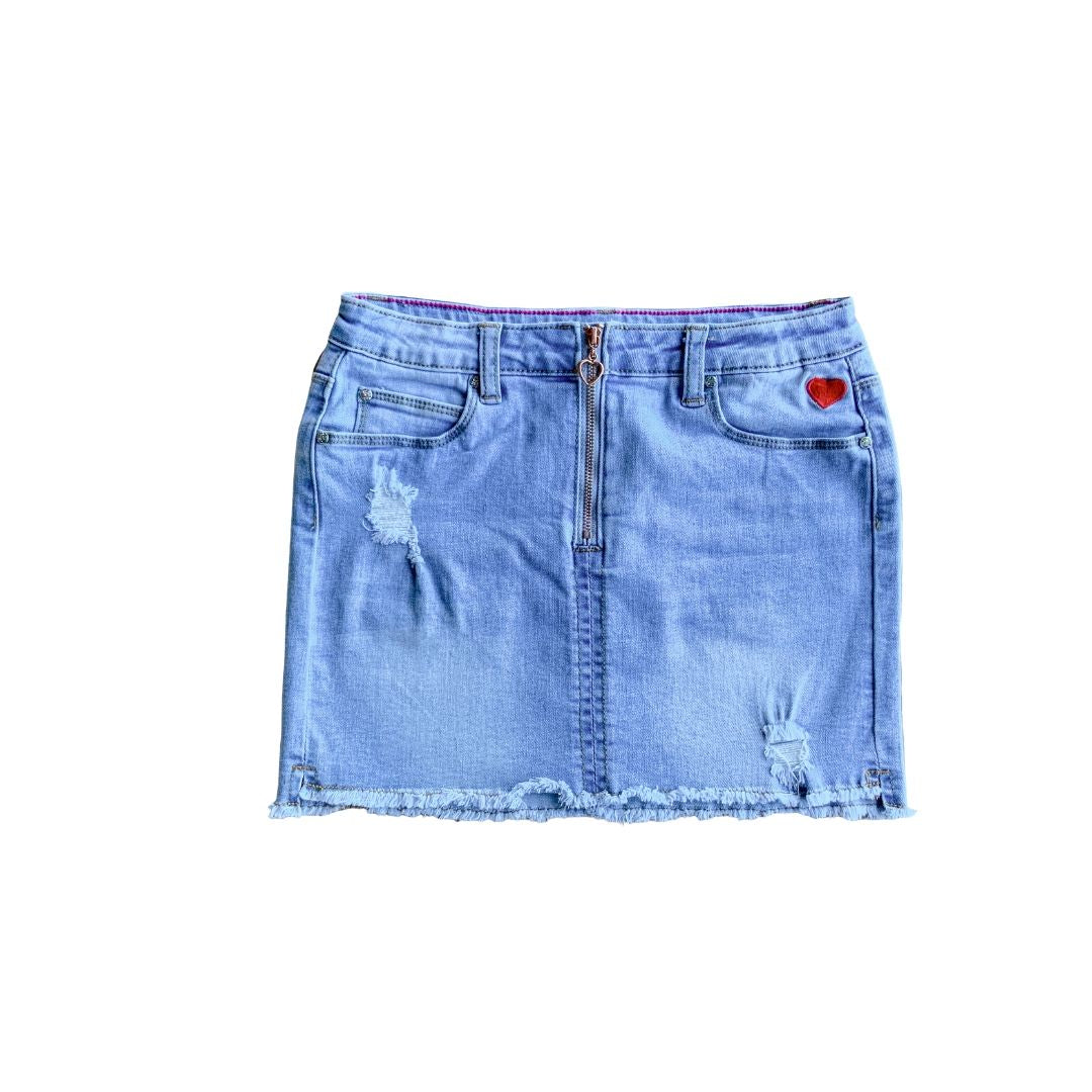 Girls denim short skirt.