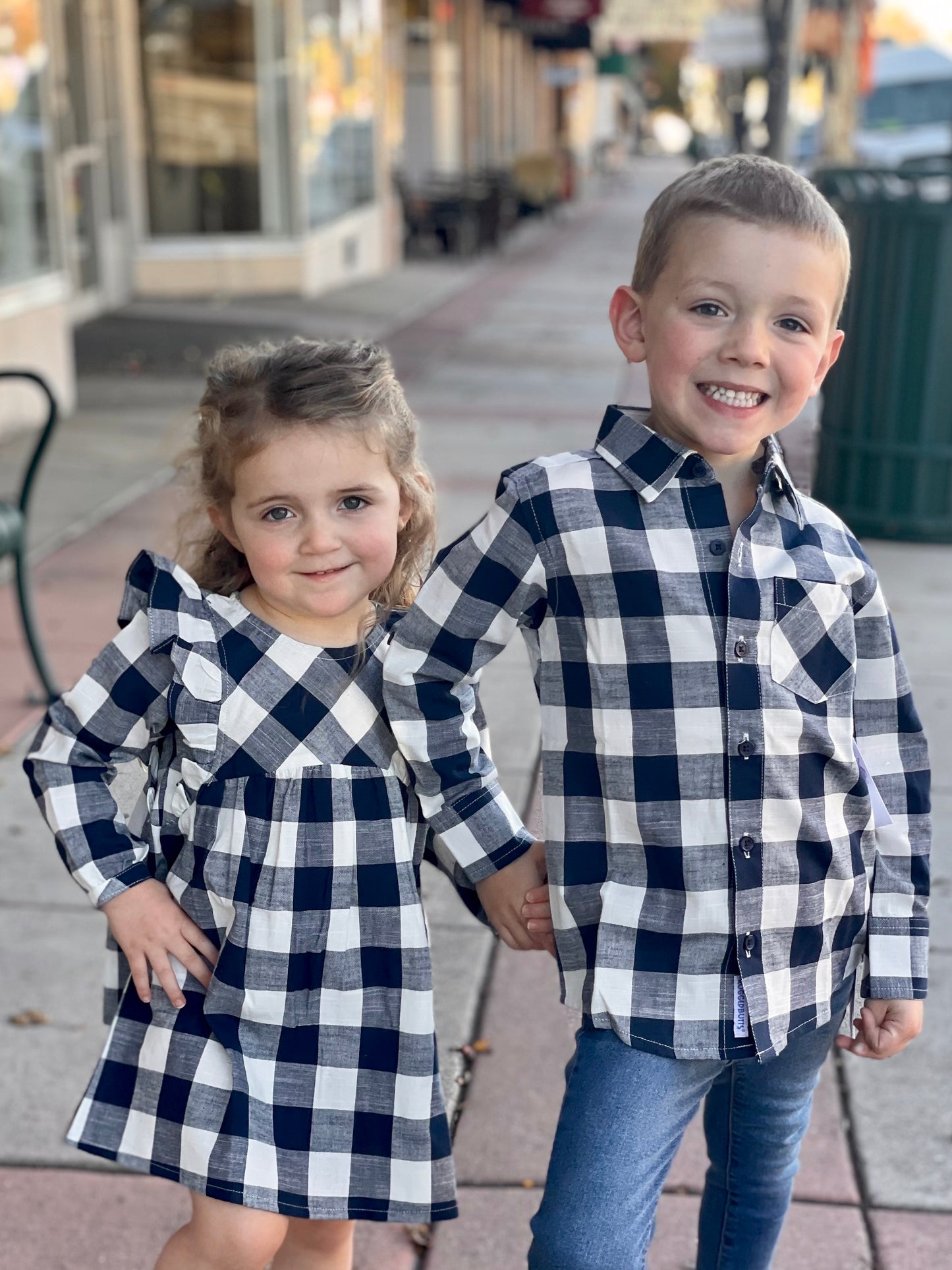 Boys Navy Plaid Button Down Shirt