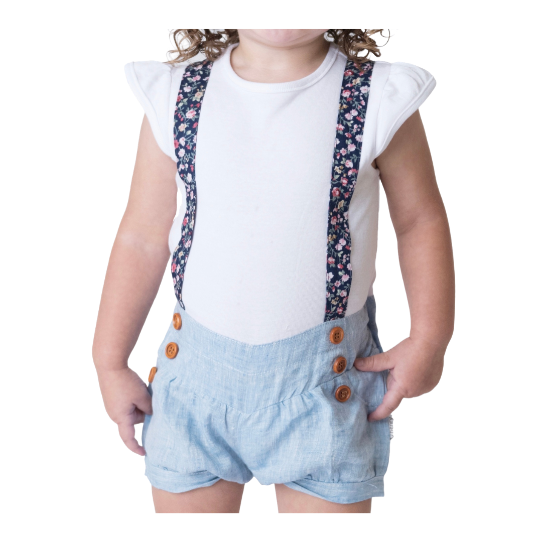 Toddler, suspender style playsuit.