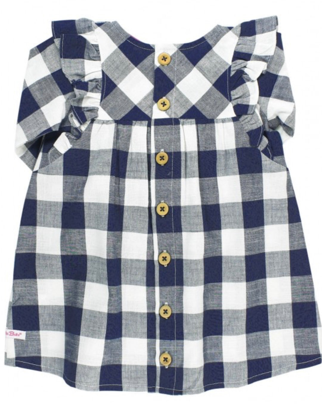 Navy Plaid Button Back Dress