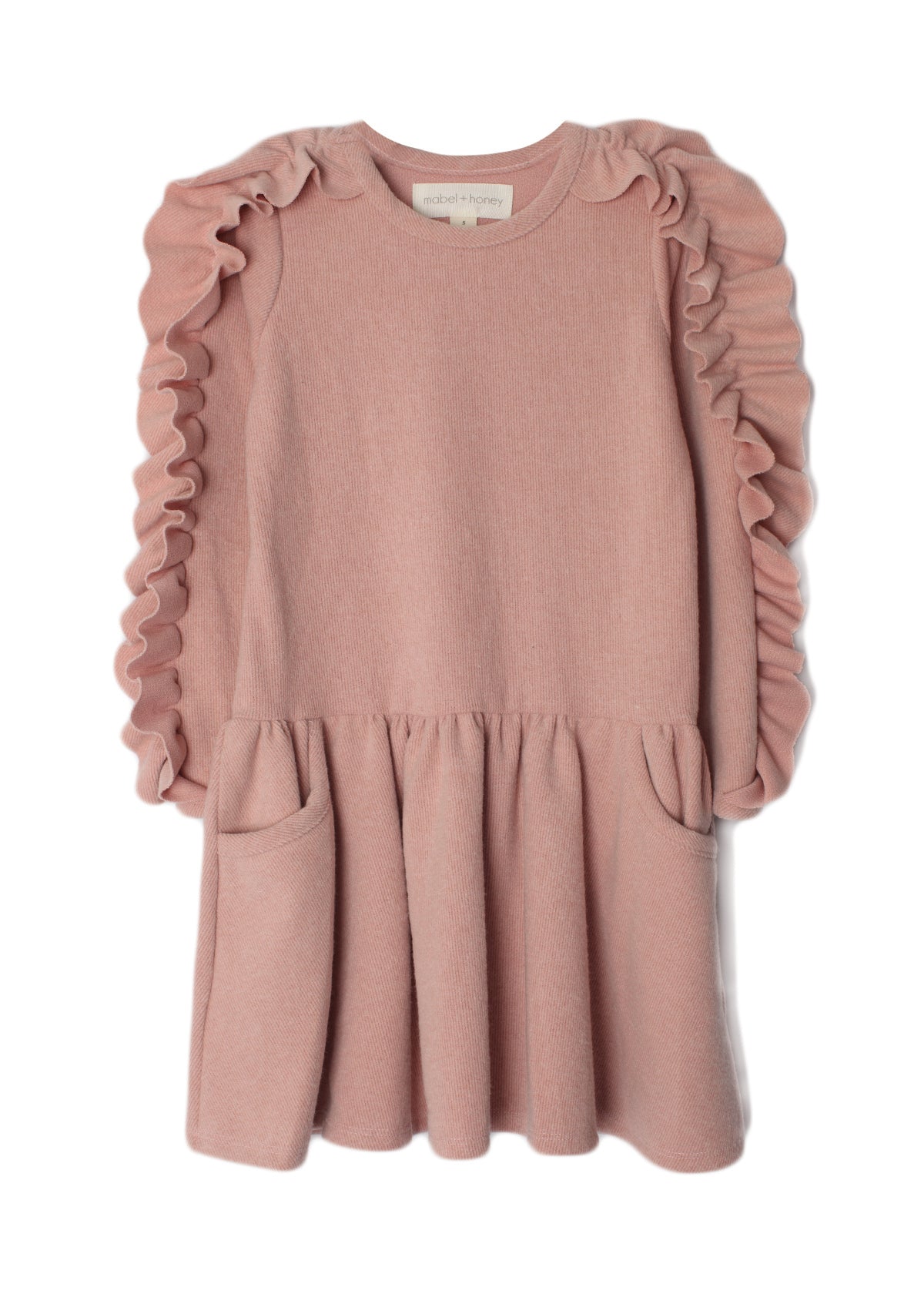 Our blush, tots and tweens ruffle sweater dress. 