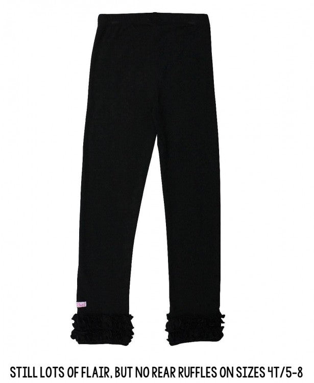 Black, ruffle detail leggings. 