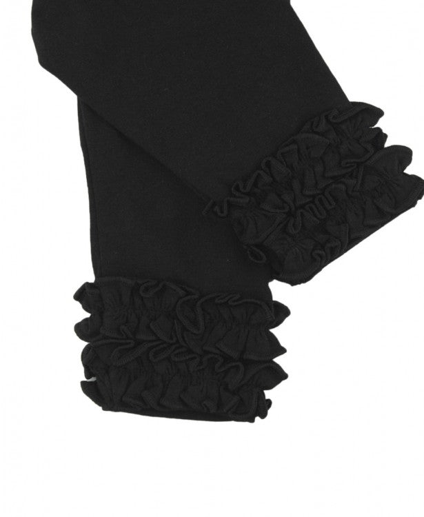 Black, ruffle detail leggings. 