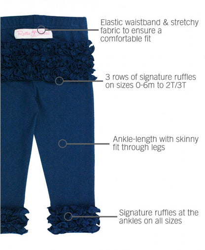 Navy Ruffle Leggings
